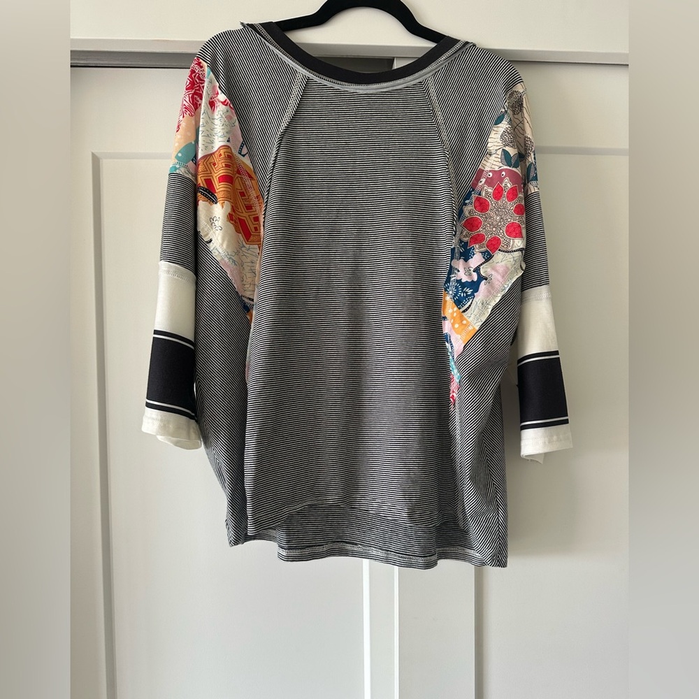 Striped Multicolor Patchwork Women's Top